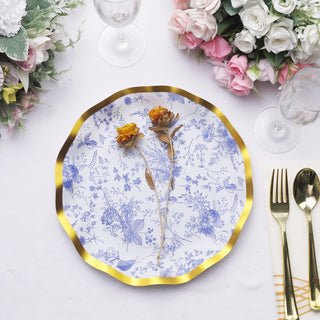 Elevate Your Dining Experience with White/Blue Chinoiserie Disposable Dinner Plates