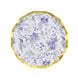 25 Pack | 8inch White / Blue Chinoiserie Disposable Salad Plates With Gold Wavy Rim Floral#whtbkgd