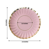 50 Pack Gold Scalloped Rim Mini Dessert Plates in Blush, Disposable Round Paper Party