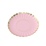 50 Pack Gold Scalloped Rim Mini Dessert Plates in Blush, Disposable Round Paper Party