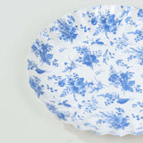 100 Pack White Blue French Toile Party Plates with Scalloped Rim