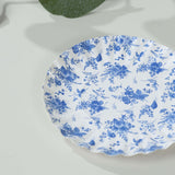 100 Pack White Blue French Toile Party Plates with Scalloped Rim