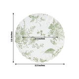 100 Pack White Sage Green French Toile Mini Party Plates with Scalloped Rim