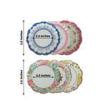 48 Pack Mixed Floral Paper Plates – Elegant Scalloped Rim Design, Disposable Mini Plates