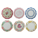 48 Pack Mixed Floral Paper Plates – Elegant Scalloped Rim Design, Disposable Mini Plates#whtbkgd