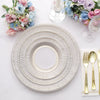 25 Pack | 8inch Gold / White Vintage Porcelain Style Disposable Salad Plates
