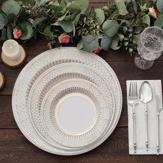 Gold/White Vintage Porcelain Style Disposable Salad Plates - Elevate Your Table Setting