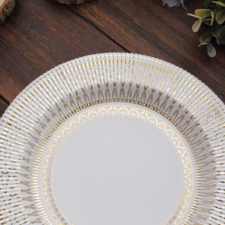 Impress Your Guests with Gold/White Vintage Porcelain Style Disposable Salad Plates