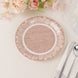 25 Pack Natural Burlap Print 9inch Round Disposable Party Plates With White Floral Lace Rim