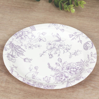 <h3 style="margin-left:0px;"><strong>White Lavender French Toile Paper Dessert Plates</strong>