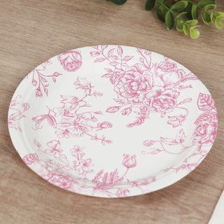 <h3 style="margin-left:0px;"><strong>White Pink French Toile Paper Dessert Plates</strong>