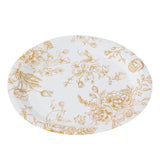 25 Pack White Gold French Toile Disposable Dinner Plates, 9inch Round Paper Party Plates