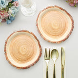 25 Pack | 7inch Natural Rustic Wood Slice Disposable Salad Party Plates