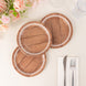 25 Pack White Brown Wood Grain Print Disposable Salad Plates With Floral Lace Rim