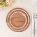 25 Pack White Brown Wood Grain Print Disposable Salad Plates With Floral Lace Rim