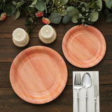 25 Pack | 10inch Natural Rustic Wood Grain Disposable Party Plates
