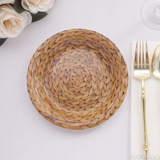 Natural Paper Salad Plates With Woven Rattan Print - Rustic Farmhouse Elegance