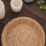 25 Pack Natural Paper Salad Plates With Woven Rattan Print