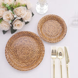25 Pack Natural Disposable Party Plates With Woven Rattan Print