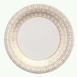 25 Pack White Disposable Party Plates With Gold Basketweave Pattern Rim, 9inch Round Dinner#whtbkgd