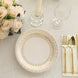 25 Pack White Disposable Party Plates With Gold Basketweave Pattern Rim, 9inch Round Dinner Paper