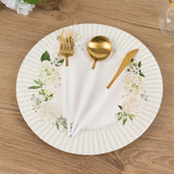 25 Pack White Sage Green Party Paper Plates with Floral Lined Rim, Disposable Dinner Plates