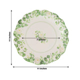 25 Pack White Floral Greenery Party Paper Plates with Scalloped Edge, 11" Disposable Dinner Plates