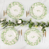 25 Pack White Floral Greenery Party Paper Plates with Scalloped Edge, 11" Disposable Dinner Plates