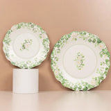 25 Pack White Floral Greenery Party Paper Plates with Scalloped Edge, 11" Disposable Dinner Plates