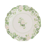 25 Pack White Floral Greenery Salad Paper Plates with Scalloped Edge#whtbkgd