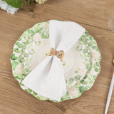 25 Pack White Floral Greenery Salad Paper Plates with Scalloped Edge