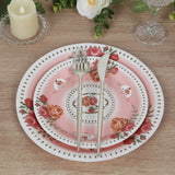 25 Pack Dusty Rose Round Floral Paper Salad Plates, Disposable Appetizer Dessert Plates