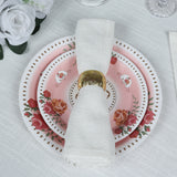 25 Pack Dusty Rose Round Floral Paper Salad Plates, Disposable Appetizer Dessert Plates