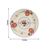 25 Pack Ivory Round Floral Paper Salad Plates, Disposable Tea Party Appetizer Dessert Plates