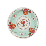 25 Pack Turquoise Round Floral Paper Salad Plates, Disposable Tea Party Dessert Plates#whtbkgd