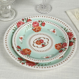 <span style="background-color:transparent;color:#111111;">Beautiful Turquoise Floral Paper Dessert Plates</span>