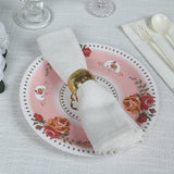 25 Pack Dusty Rose Round Floral Paper Dinner Plates, Disposable Plates