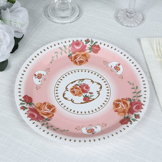 <span style="background-color:transparent;color:#111111;">Disposable Dusty Rose Floral Paper Dinner Plates 9"</span>