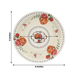 25 Pack Ivory Round Floral Paper Dinner Plates, Disposable Tea Party Plates