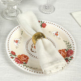 25 Pack Ivory Round Floral Paper Dinner Plates, Disposable Tea Party Plates