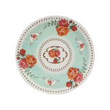 25 Pack Turquoise Round Floral Paper Dinner Plates, Disposable Tea Party Plates#whtbkgd