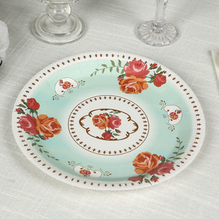 <span style="background-color:transparent;color:#111111;">Disposable Turquoise Floral Paper Dinner Plates 9"</span>