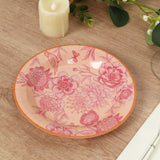 50 Pcs Dusty Rose Spring Floral Disposable Plates with Gold Rim, Heavy Duty Round Dinner and Dessert