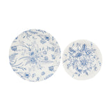 50 Pcs White Blue Vintage Floral Disposable Plates with French Toile Pattern, Round Dinner#whtbkgd