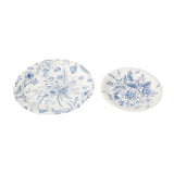 50 Pcs White Blue Vintage Floral Disposable Plates with French Toile Pattern, Round Dinner Dessert