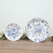 50 Pcs White Blue Vintage Floral Disposable Plates with French Toile Pattern, Round Dinner Dessert