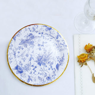 Elevate Your Table Setting with Blue Chinoiserie Floral Disposable Salad Plates