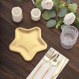 25 Pack Matte Gold Star Shaped Eco Friendly Salad Plates, 7inch Dessert Appetizer Paper Plates