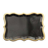 10 Pack | Elegant Black / Gold Rim Heavy Duty Paper Serving Trays#whtbkgd