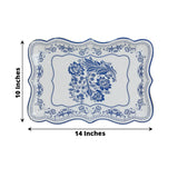 10 Pack White Blue Heavy Duty Paper Serving Trays with French Toile Pattern, 400 GSM